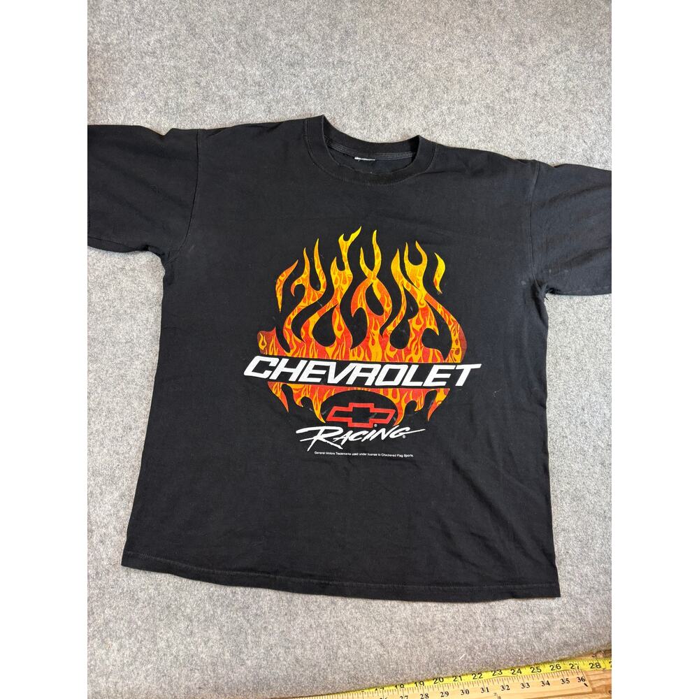 Vintage 90s Chevrolet Racing Shirt Mens XL Black Streetwear Skater Casual Tee